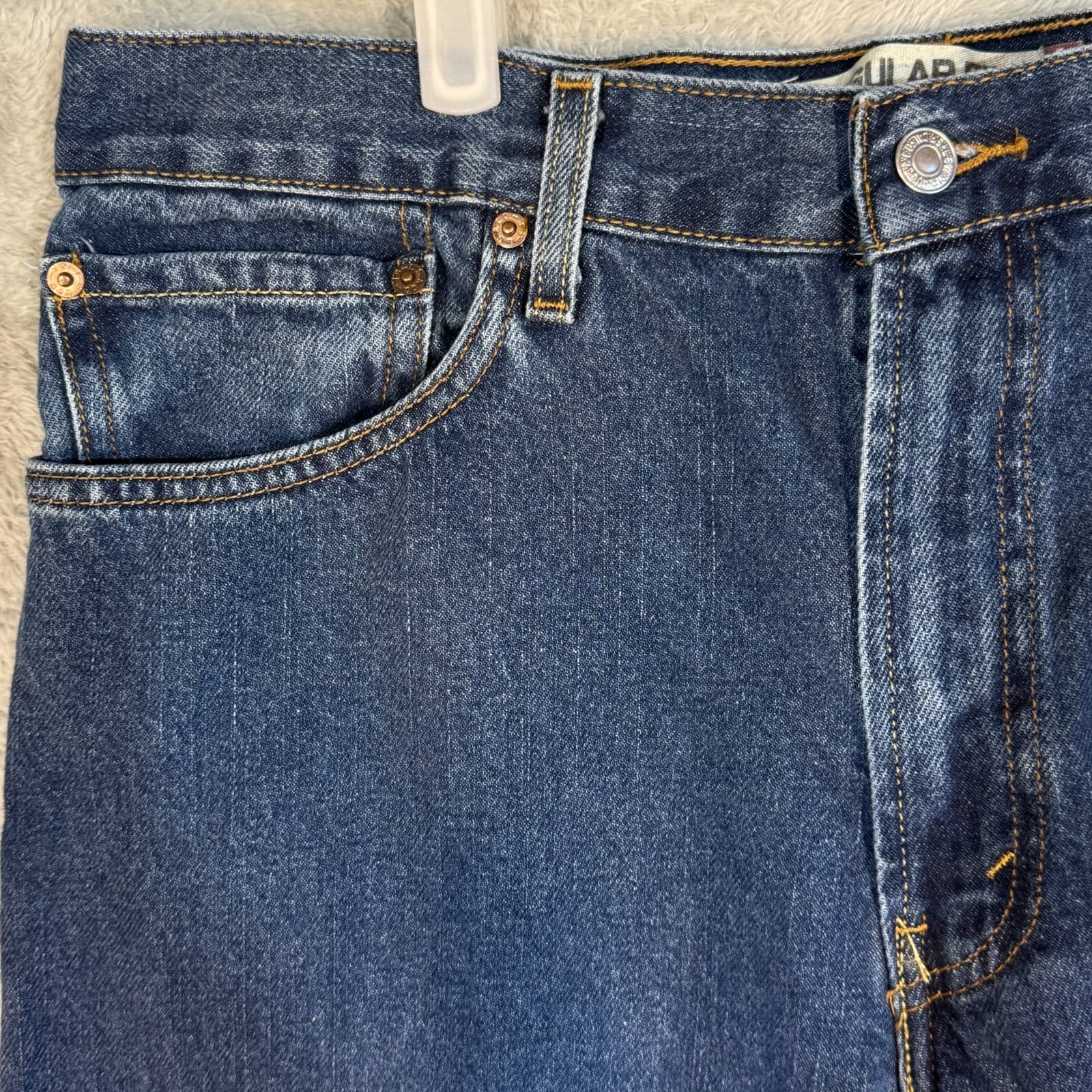 Levis 505 Mens Jeans 36x30 Regular Fit Stretch Mid Rise Blue Denim - Thumbnail 3