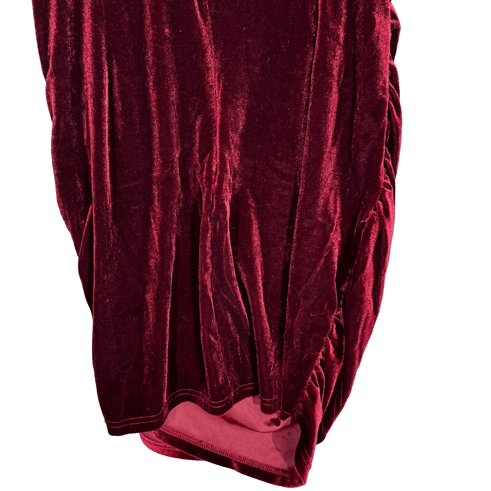 Cider Womens Velvet Mini Dress Large Maroon Ruched Hem Back Zip Wide Straps - Thumbnail 7