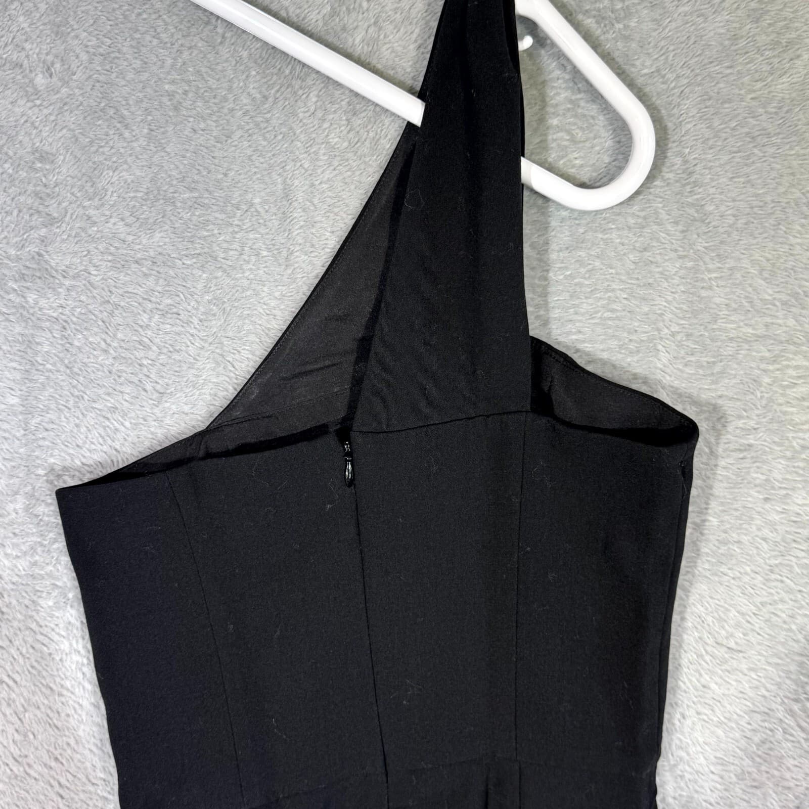 French Connection Womens Mini Dress Size 0 Black Tiered One Shoulder Whisper - Thumbnail 5