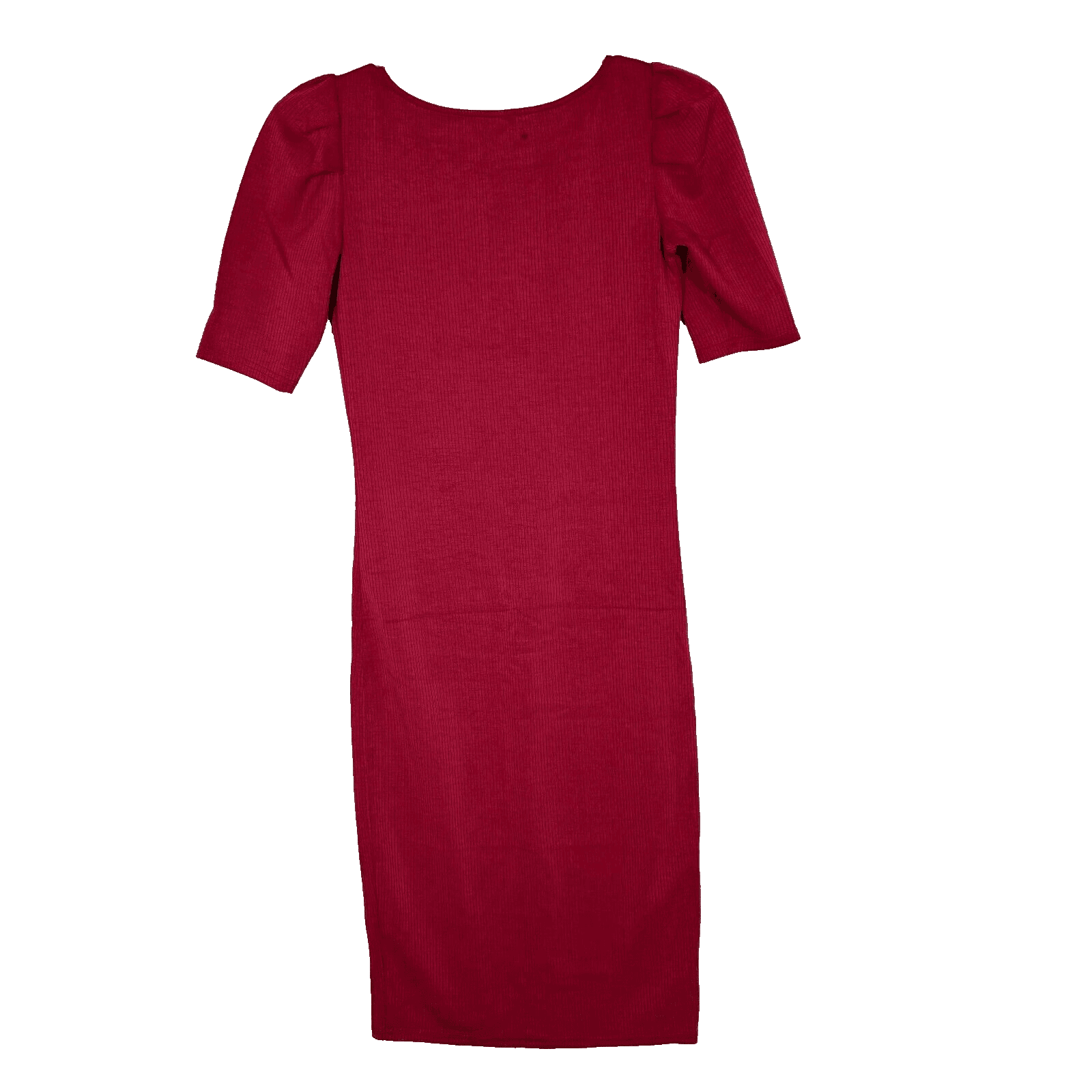 Betsey Johnson Womens Bodycon Dress Medium Maroon Ribbed Pleated Short Sleeve - Thumbnail 2