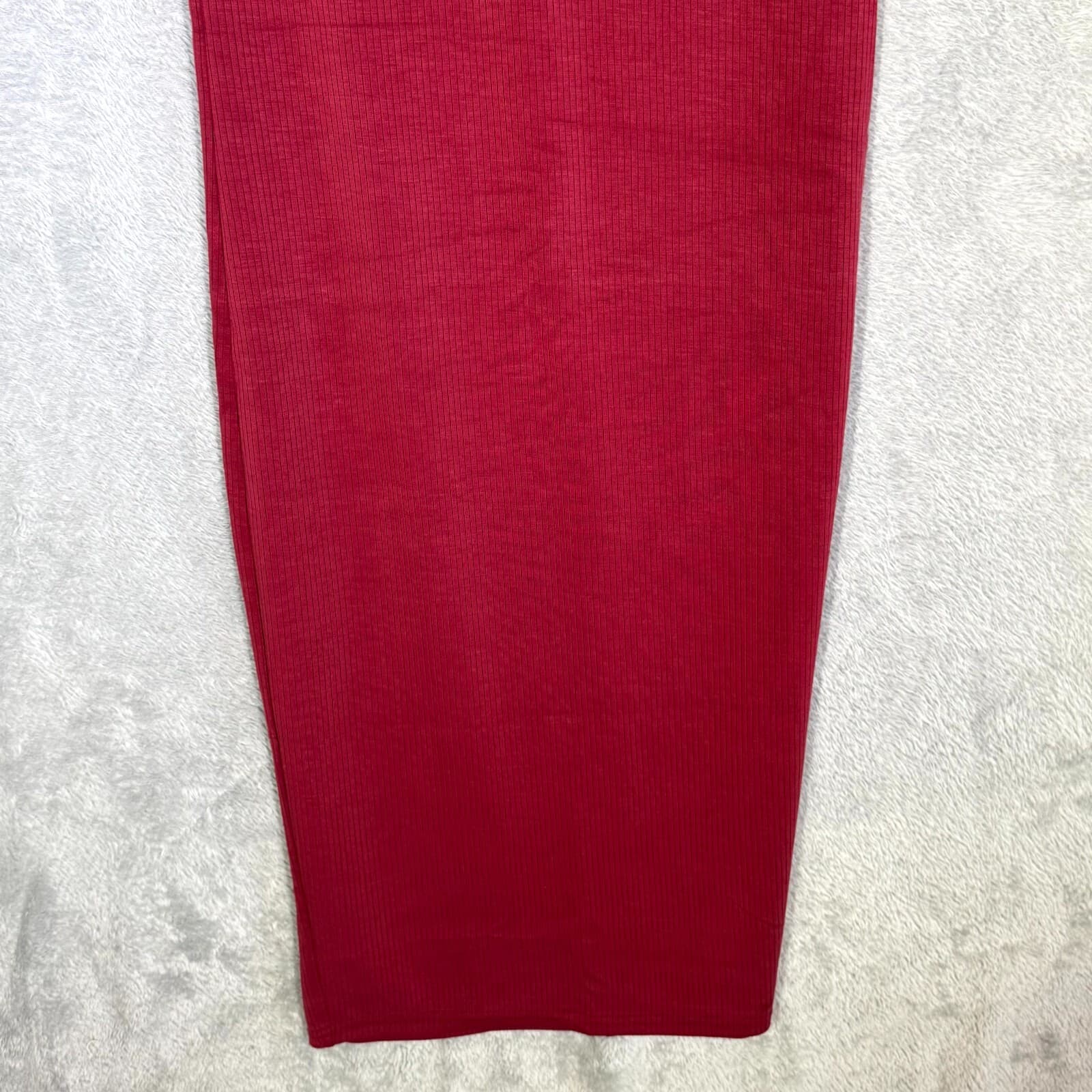 Betsey Johnson Womens Bodycon Dress Medium Maroon Ribbed Pleated Short Sleeve - Thumbnail 7