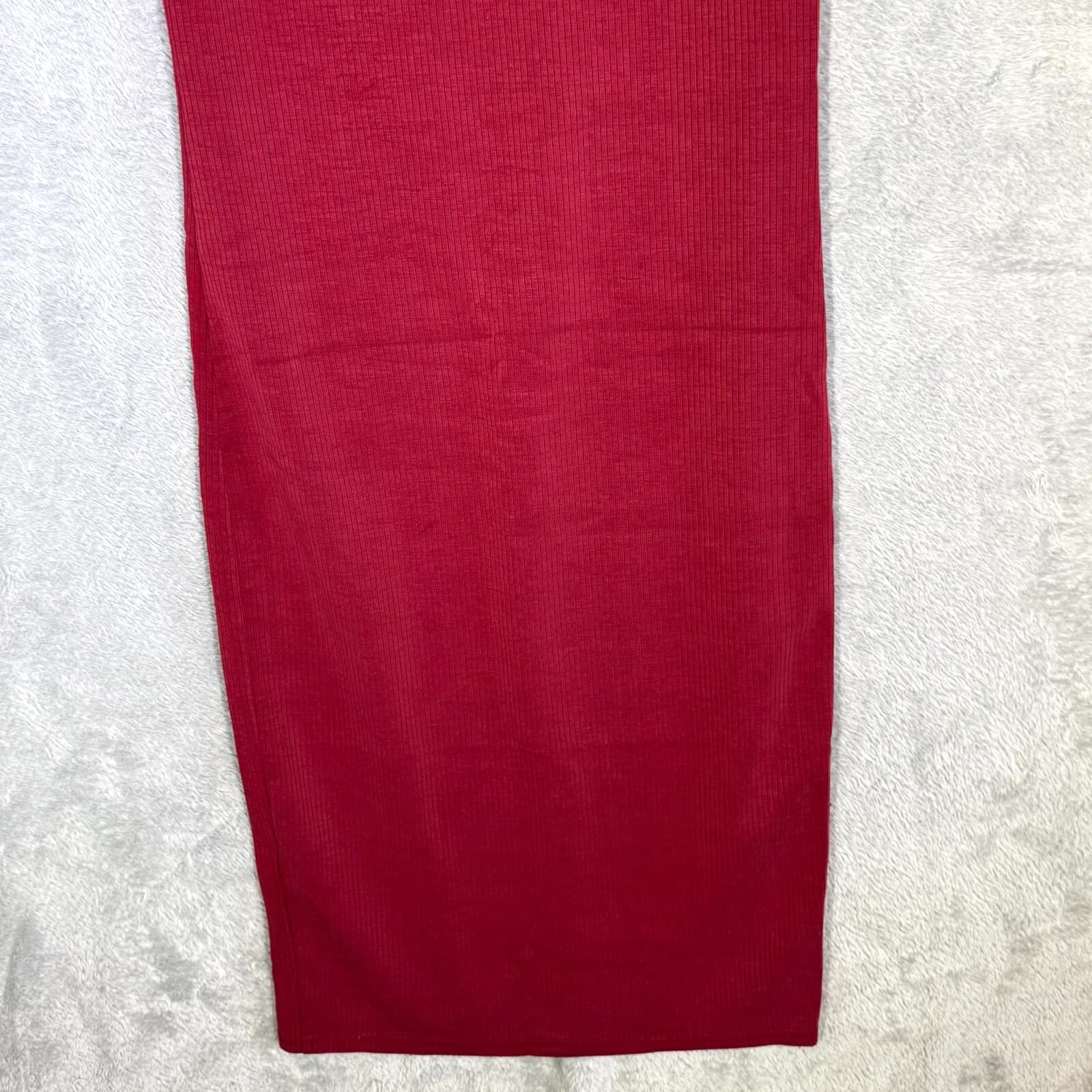 Betsey Johnson Womens Bodycon Dress Medium Maroon Ribbed Pleated Short Sleeve - Thumbnail 13