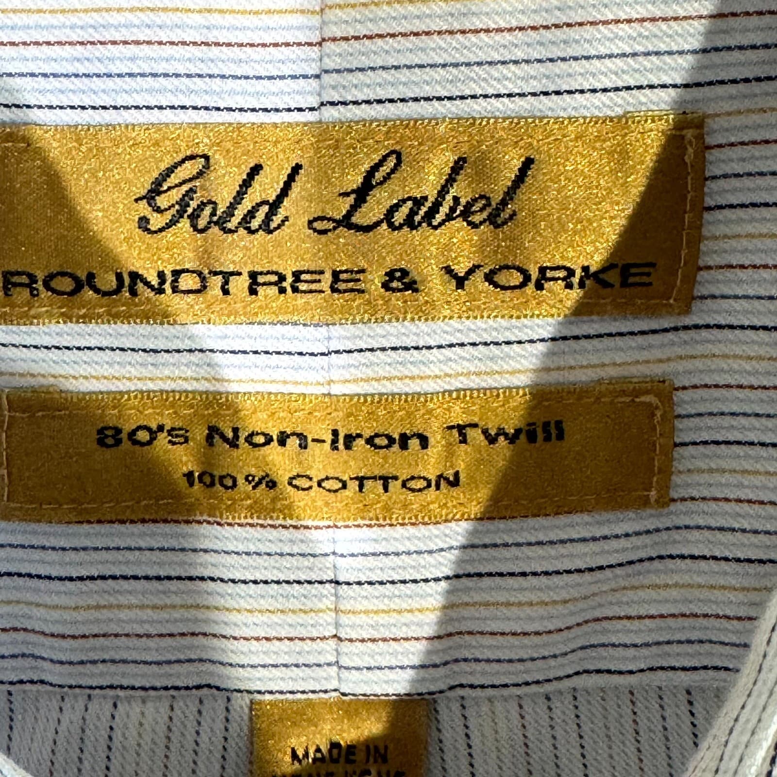 Gold Label Mens Dress Shirt 16 34 White Blue Striped 100 Cotton Formal - Thumbnail 7