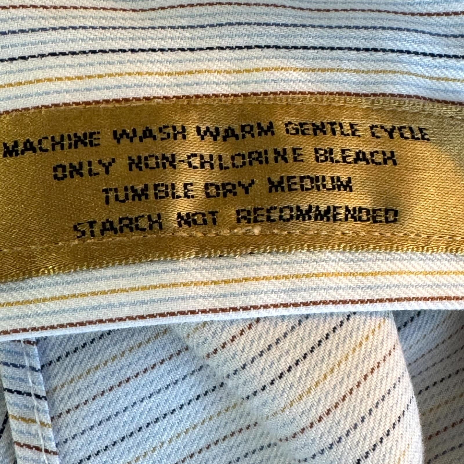 Gold Label Mens Dress Shirt 16 34 White Blue Striped 100 Cotton Formal - Thumbnail 14