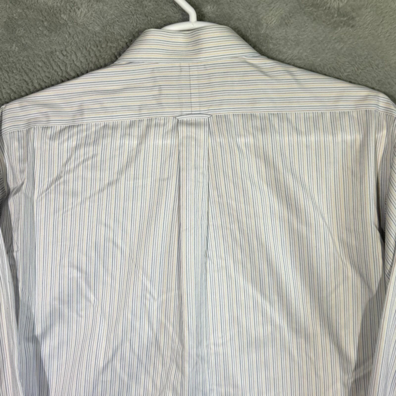 Gold Label Mens Dress Shirt 16 34 White Blue Striped 100 Cotton Formal - Thumbnail 10
