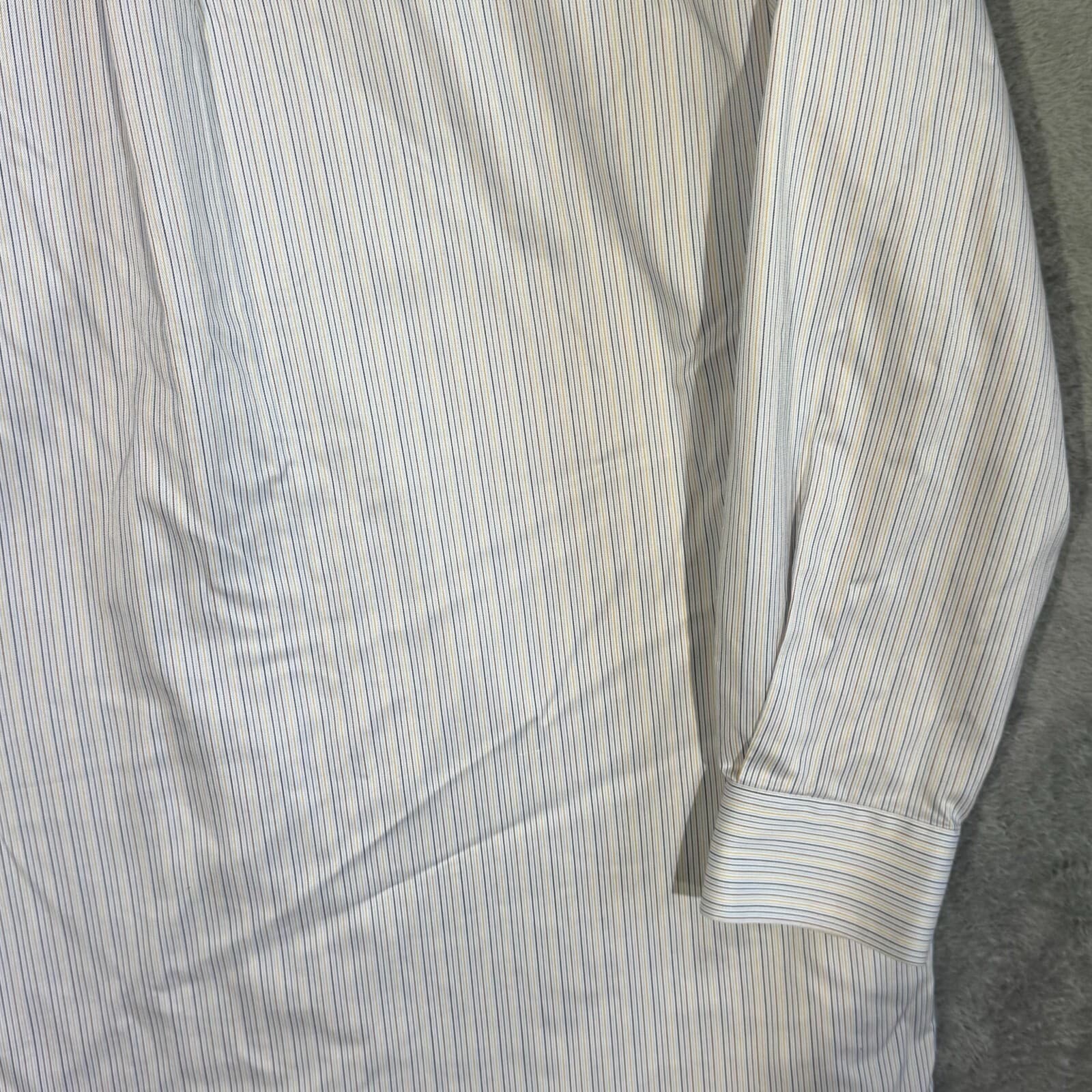 Gold Label Mens Dress Shirt 16 34 White Blue Striped 100 Cotton Formal - Thumbnail 11