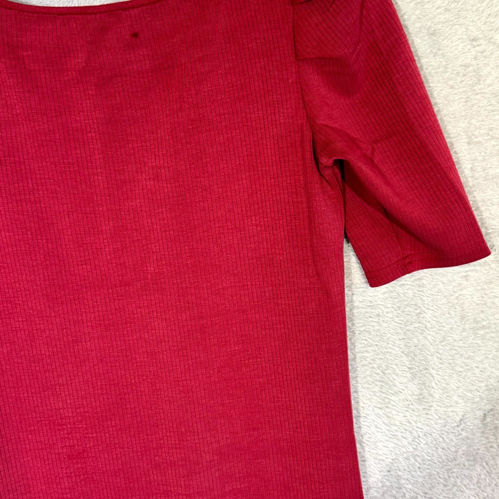 Betsey Johnson Womens Bodycon Dress Medium Maroon Ribbed Pleated Short Sleeve - Thumbnail 12