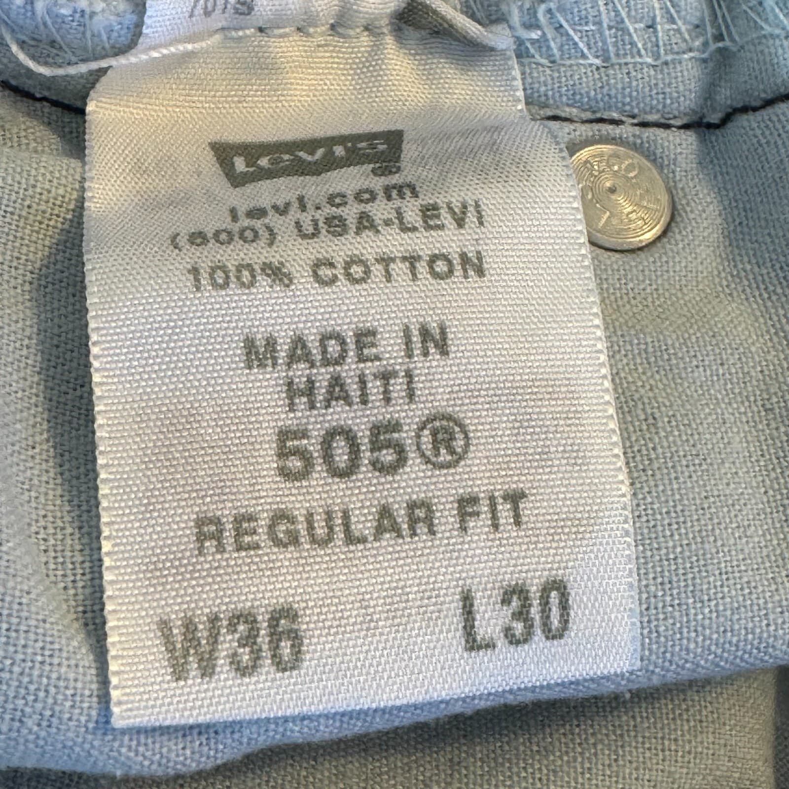 Levis 505 Mens Jeans 36x30 Regular Fit Stretch Mid Rise Blue Denim - Thumbnail 12