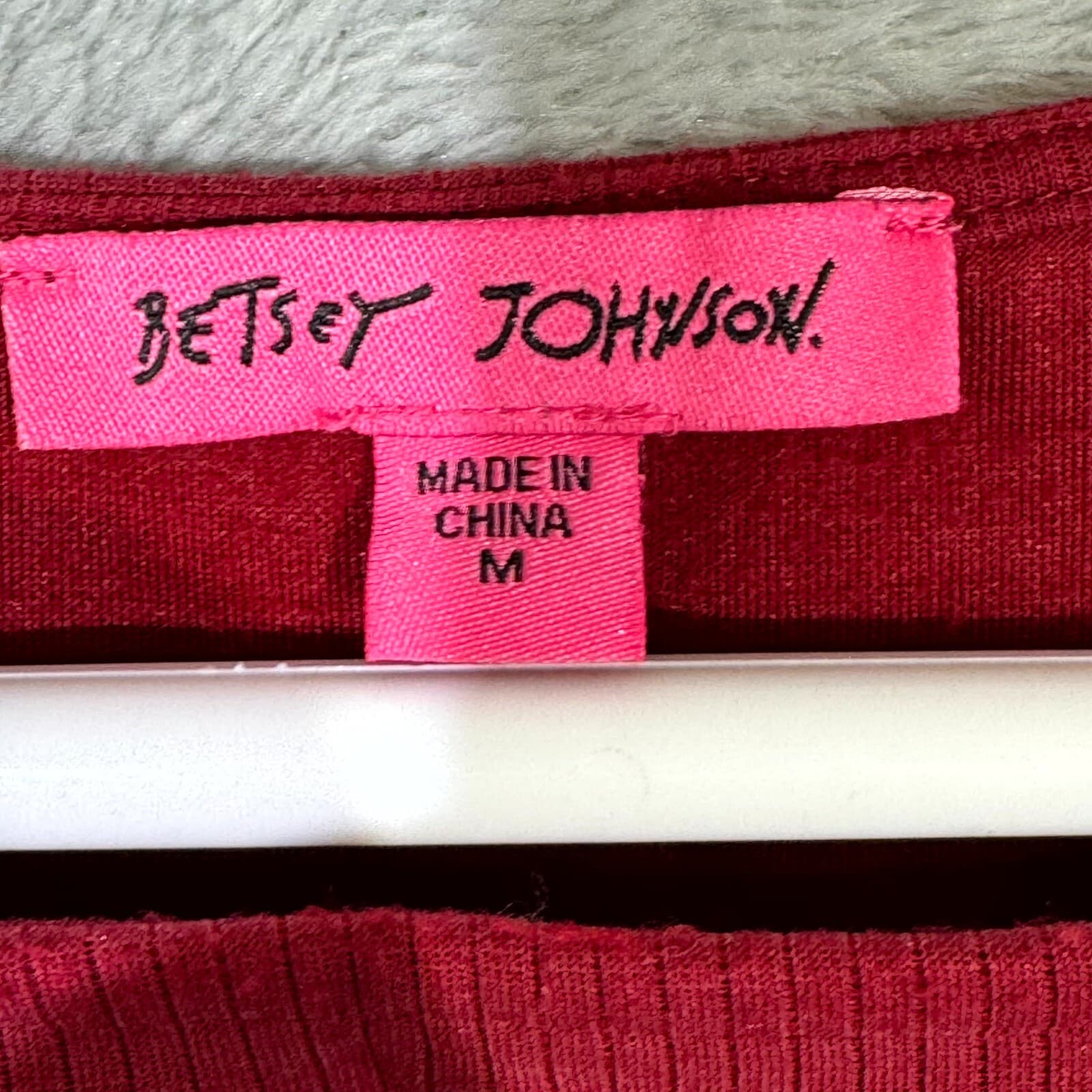 Betsey Johnson Womens Bodycon Dress Medium Maroon Ribbed Pleated Short Sleeve - Thumbnail 8