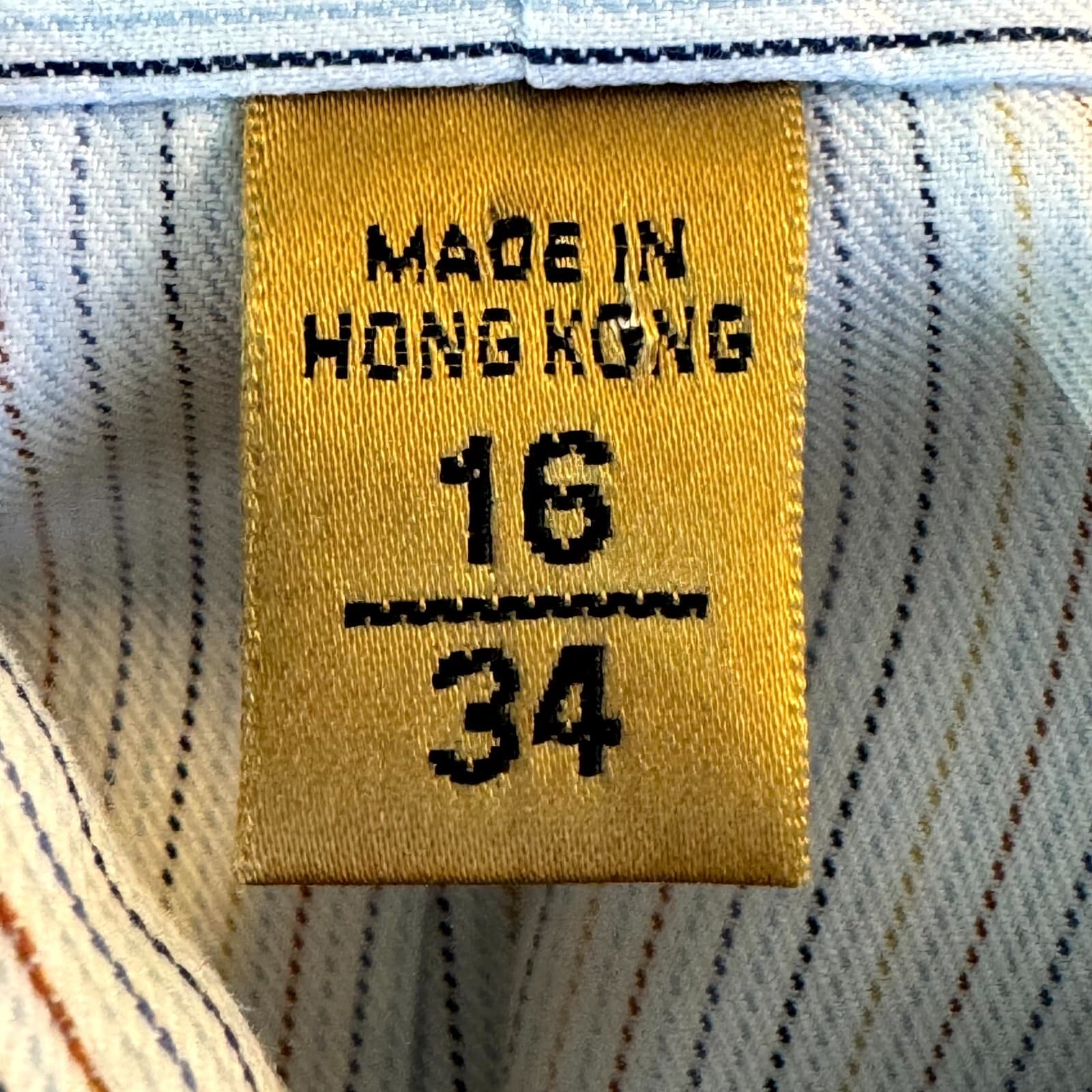 Gold Label Mens Dress Shirt 16 34 White Blue Striped 100 Cotton Formal - Thumbnail 13