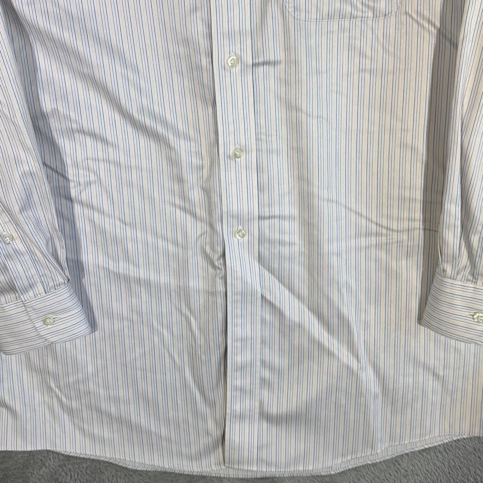 Gold Label Mens Dress Shirt 16 34 White Blue Striped 100 Cotton Formal - Thumbnail 6