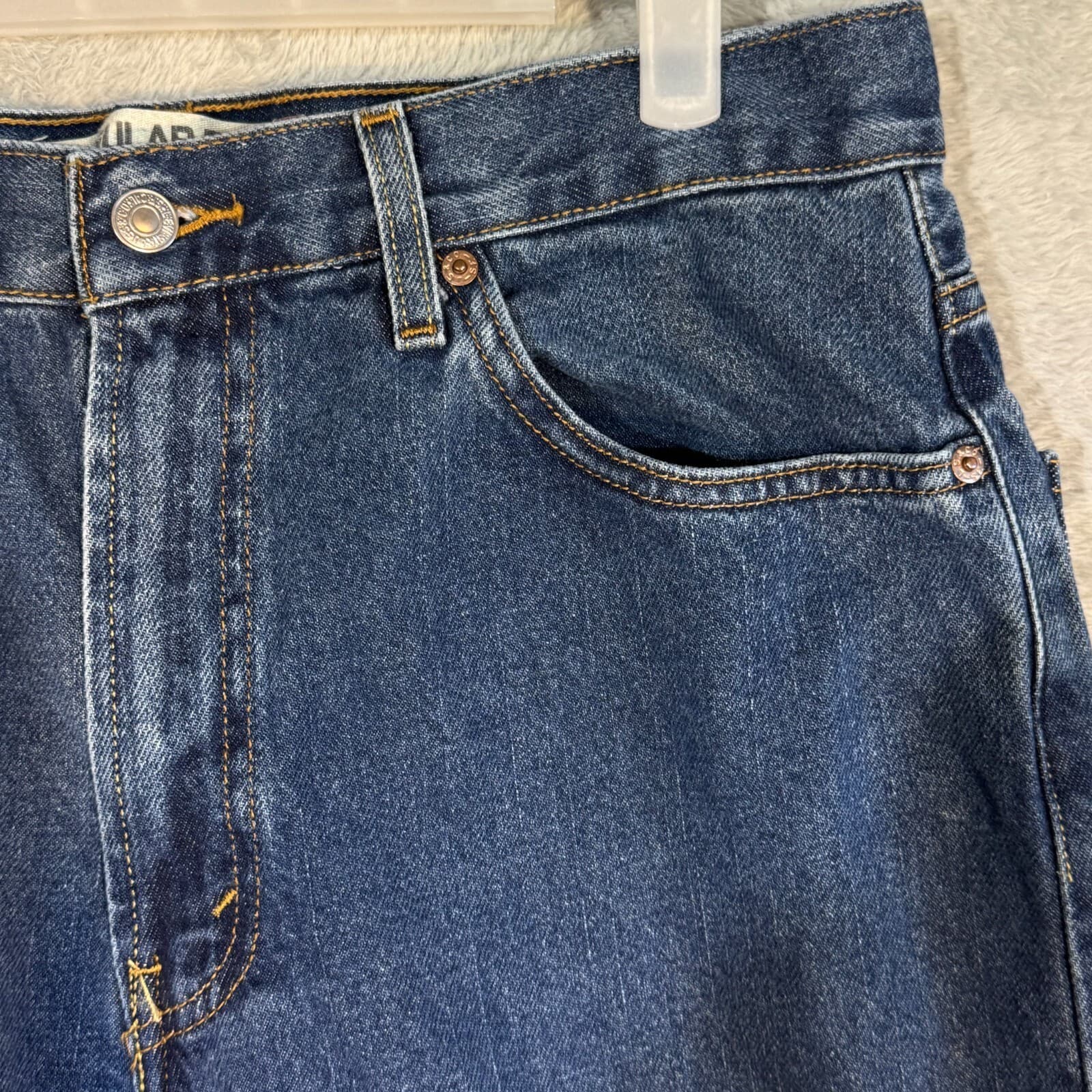 Levis 505 Mens Jeans 36x30 Regular Fit Stretch Mid Rise Blue Denim - Thumbnail 4