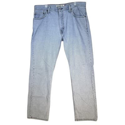 Levis 505 Jeans Mens 34x32 Light Wash Blue Straight Fit Denim Zip Fly 5 Pocket - Image 1