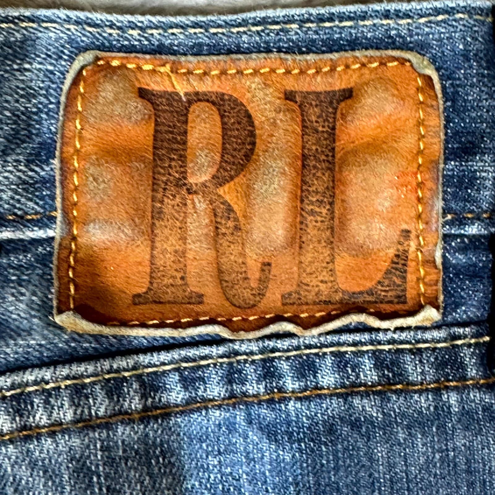 Ralph Lauren Mens Jeans 42X32 Blue Denim High-Rise Original Fit Straight Zip Fly - Thumbnail 6