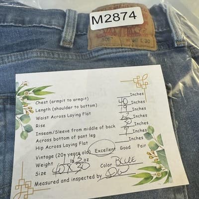 Levis 505 Jeans Mens 40x30 Blue Straight Leg Denim Zip Fly Classic Fit - Thumbnail 8