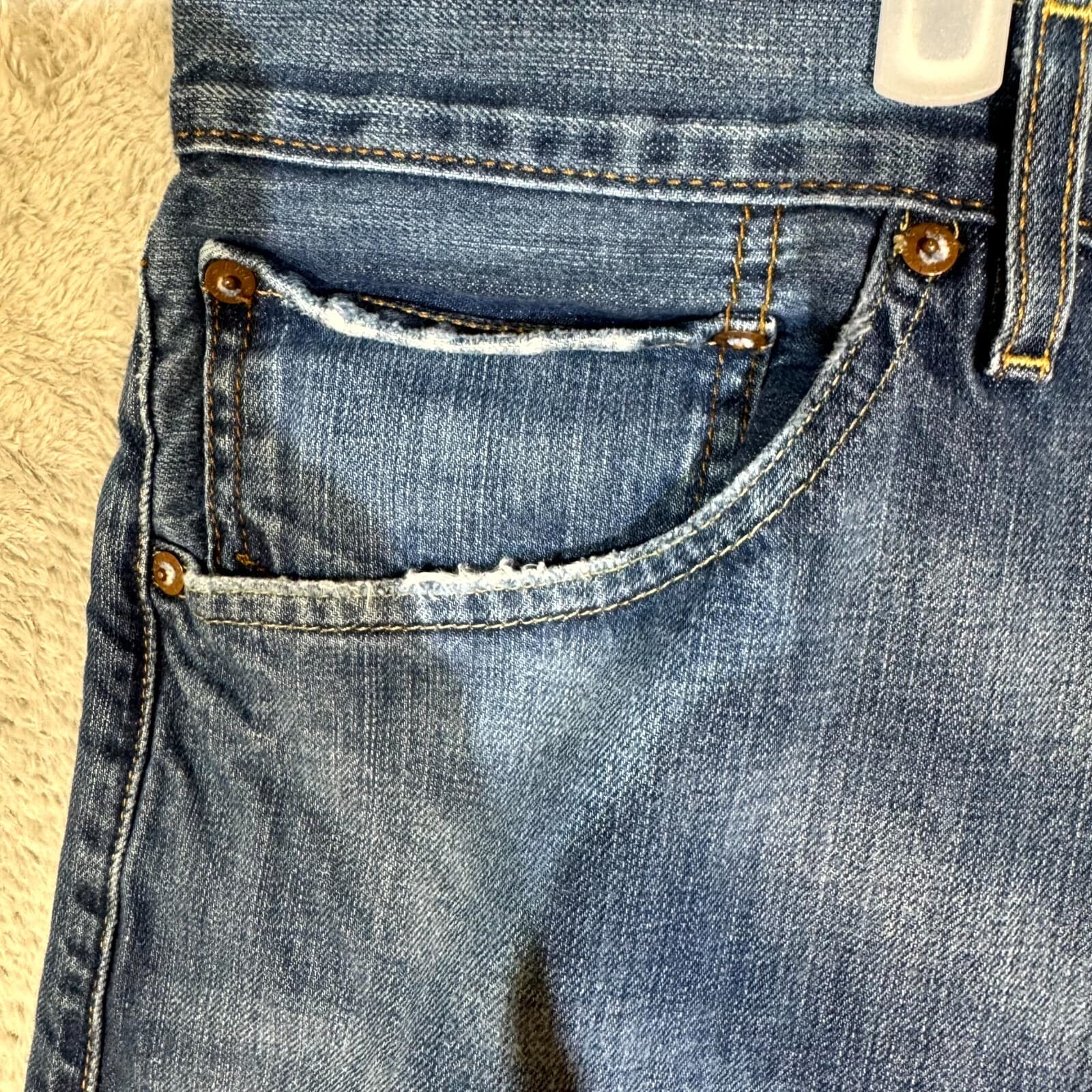Ralph Lauren Mens Jeans 42X32 Blue Denim High-Rise Original Fit Straight Zip Fly - Thumbnail 3