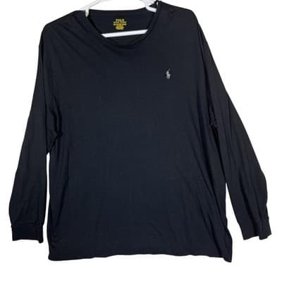 Polo Ralph Lauren Shirt Mens 2XL Black Classic Fit Long Sleeve Crewneck Pony Tee - Image 1