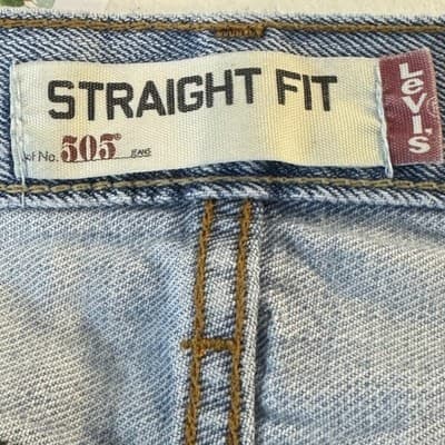 Levis 505 Jeans Mens 34x32 Light Wash Blue Straight Fit Denim Zip Fly 5 Pocket - Thumbnail 4