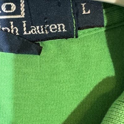Ralph Lauren Polo Shirt Mens Large Green Pink Pony Embroidered Short Sleeve - Thumbnail 9