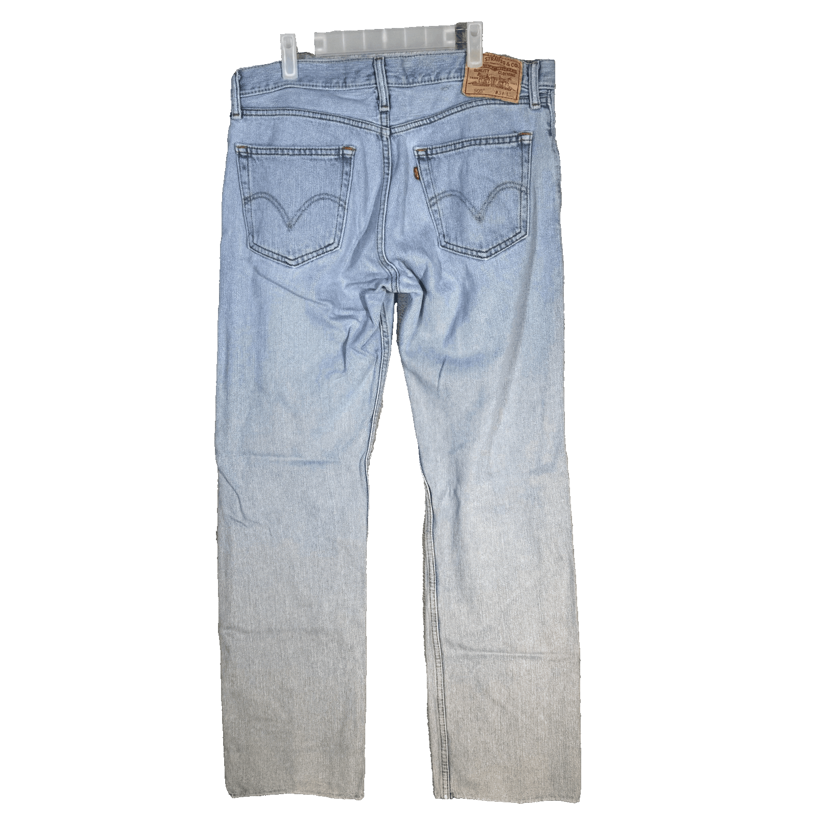 Levis 505 Jeans Mens 34x32 Light Wash Blue Straight Fit Denim Zip Fly 5 Pocket - Thumbnail 2