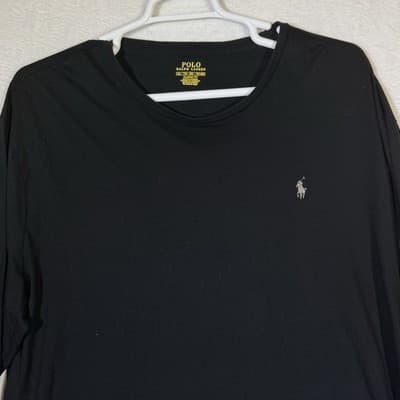 Polo Ralph Lauren Shirt Mens 2XL Black Classic Fit Long Sleeve Crewneck Pony Tee - Thumbnail 4