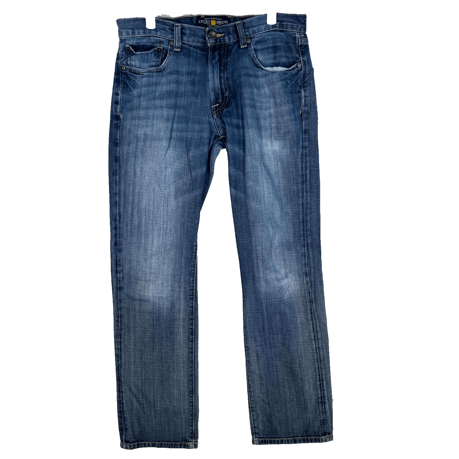 Lucky Brand 221 Mens Jeans 38X32 Black Denim Stretch Mid-Rise Straight Leg Zip - Image 1