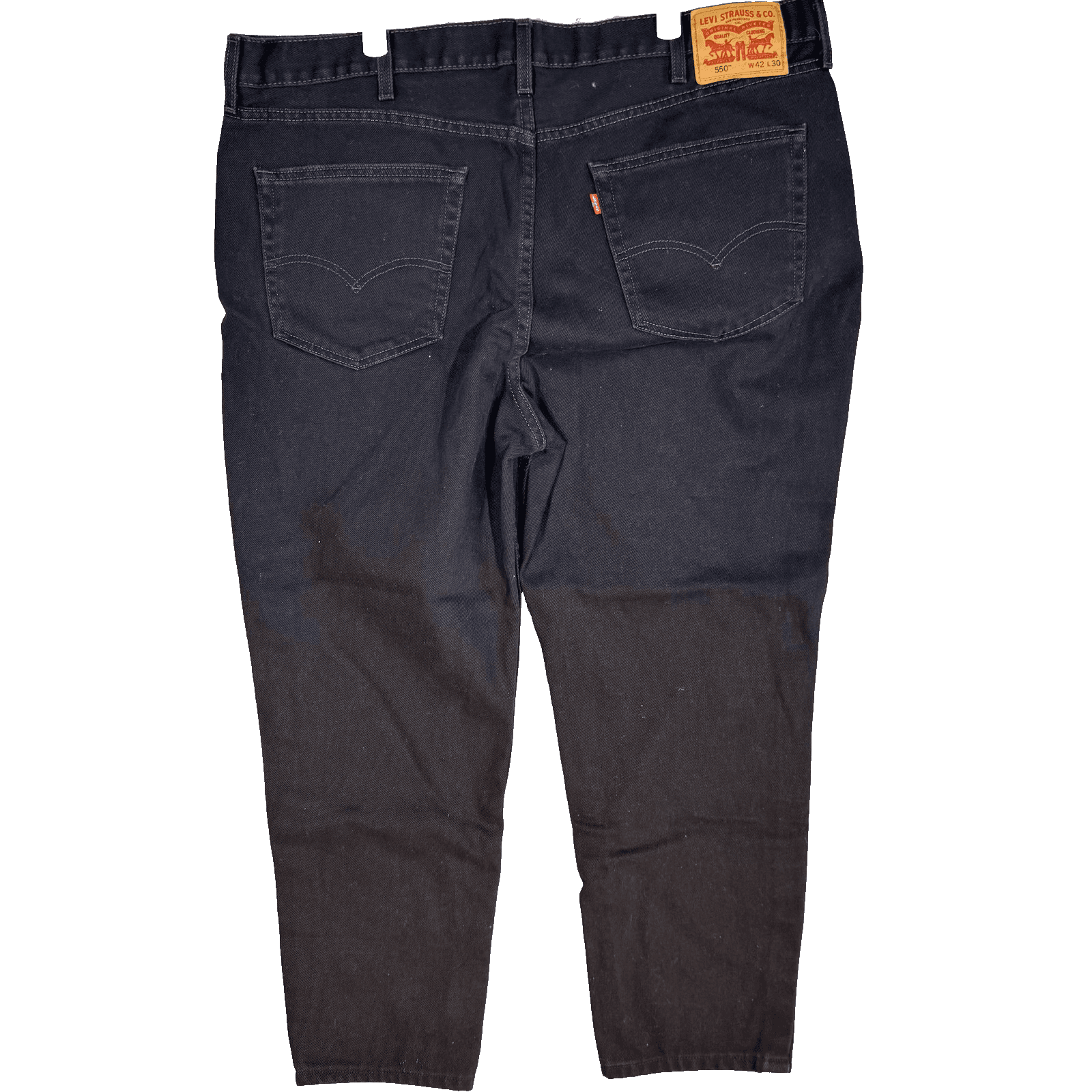 Levis 550 Jeans Mens 42x30 Black Relaxed Fit Tapered Leg Zip Fly Denim - Thumbnail 2