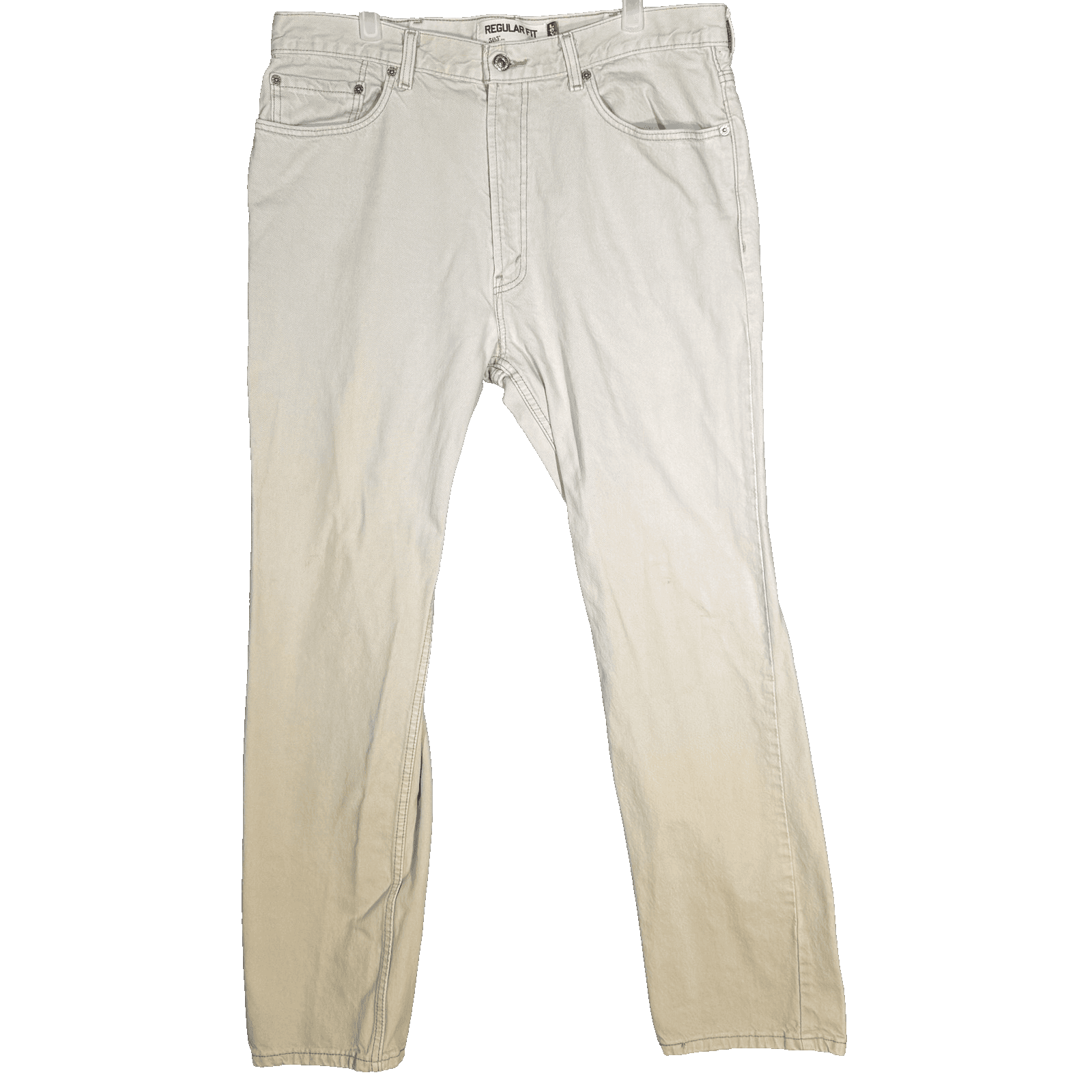Levis 505 Jeans Mens 38x34 Beige Regular Fit Straight Leg Denim Pants Cotton Zip - Image 1