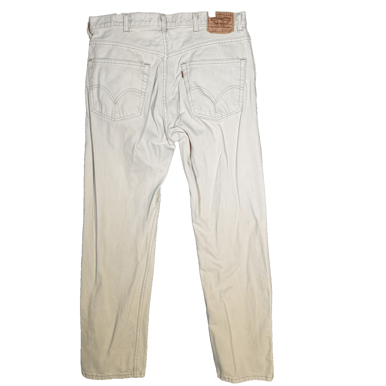 Levis 505 Jeans Mens 38x34 Beige Regular Fit Straight Leg Denim Pants Cotton Zip - Thumbnail 2
