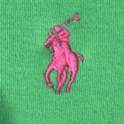 Ralph Lauren Polo Shirt Mens Large Green Pink Pony Embroidered Short Sleeve - Thumbnail 7