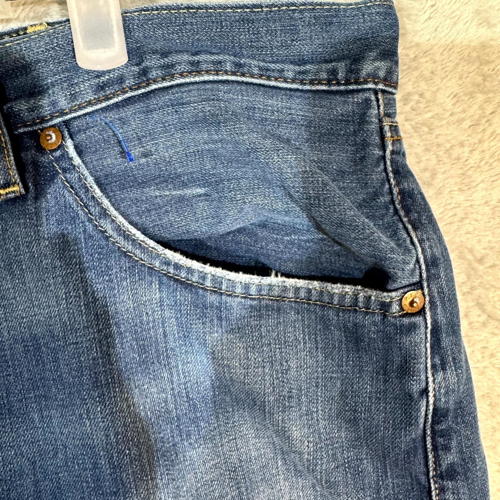 Ralph Lauren Mens Jeans 42X32 Blue Denim High-Rise Original Fit Straight Zip Fly - Thumbnail 4