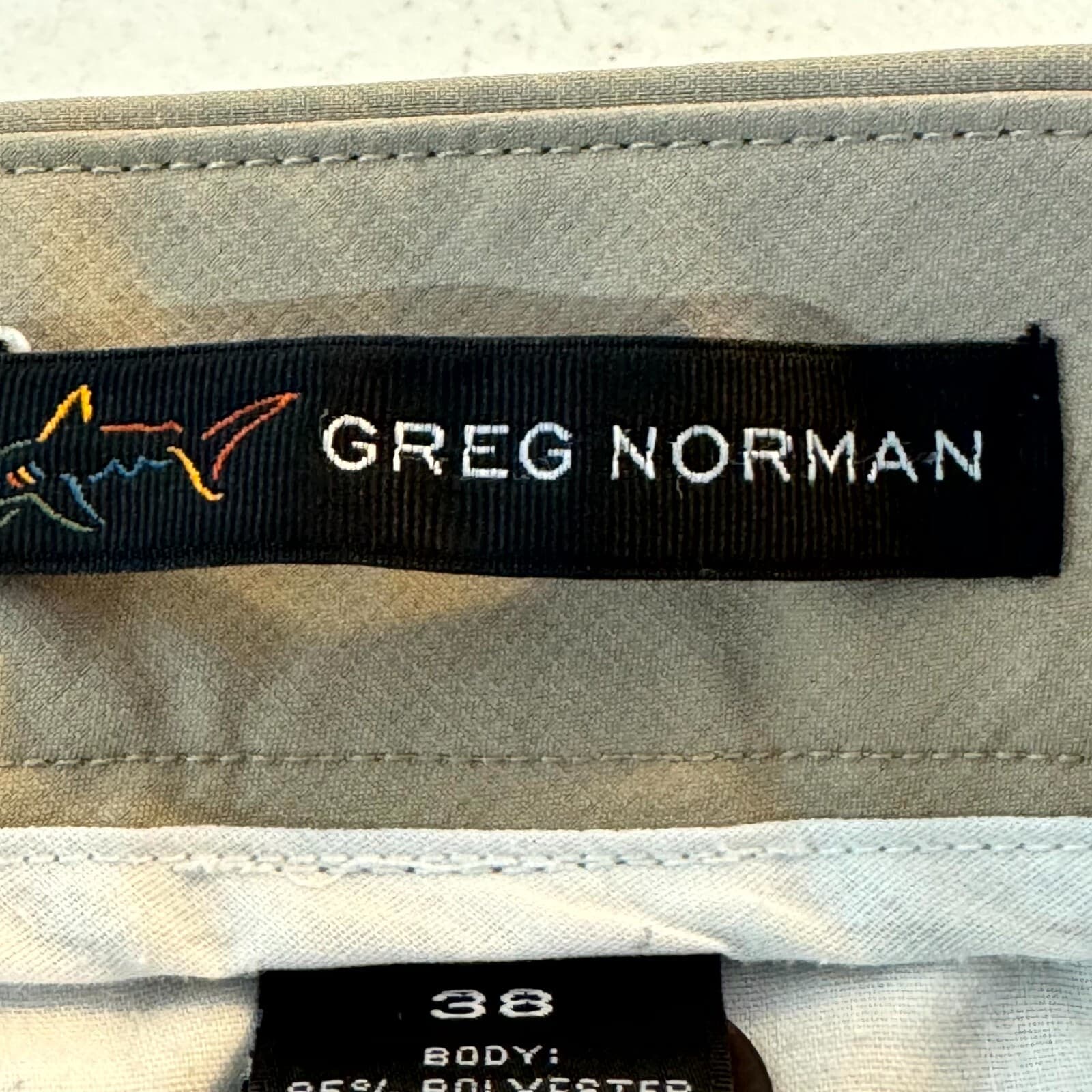 Greg Norman Mens Golf Shorts 38 Beige Stretch Mid-Rise Flat Front Classic - Thumbnail 5