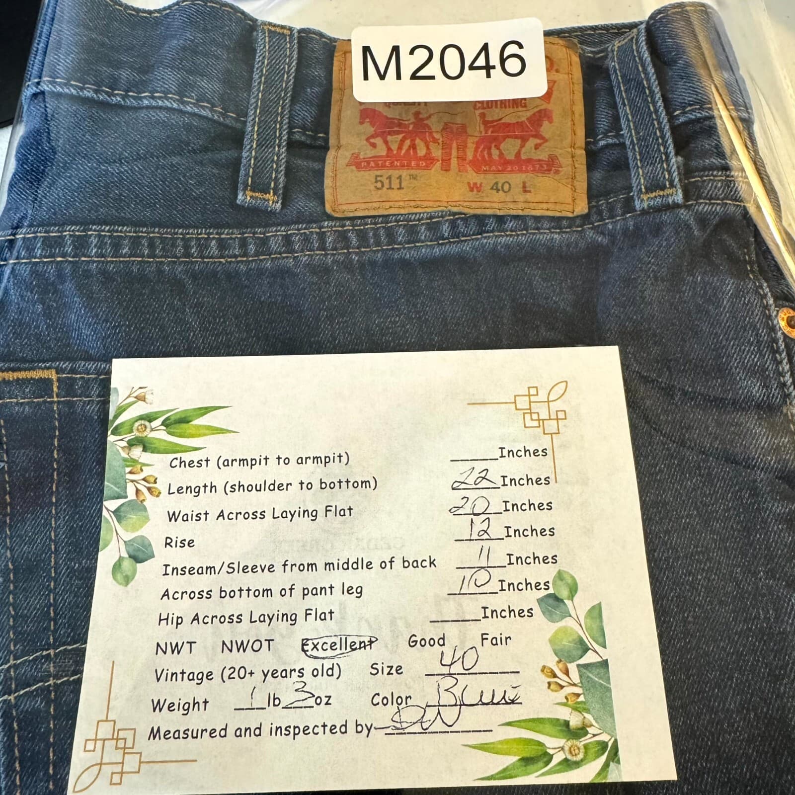 Levi's 511 Mens Cut-Off Shorts 40 Blue Denim Mid-Rise Zip Fly Flat Front - Thumbnail 7