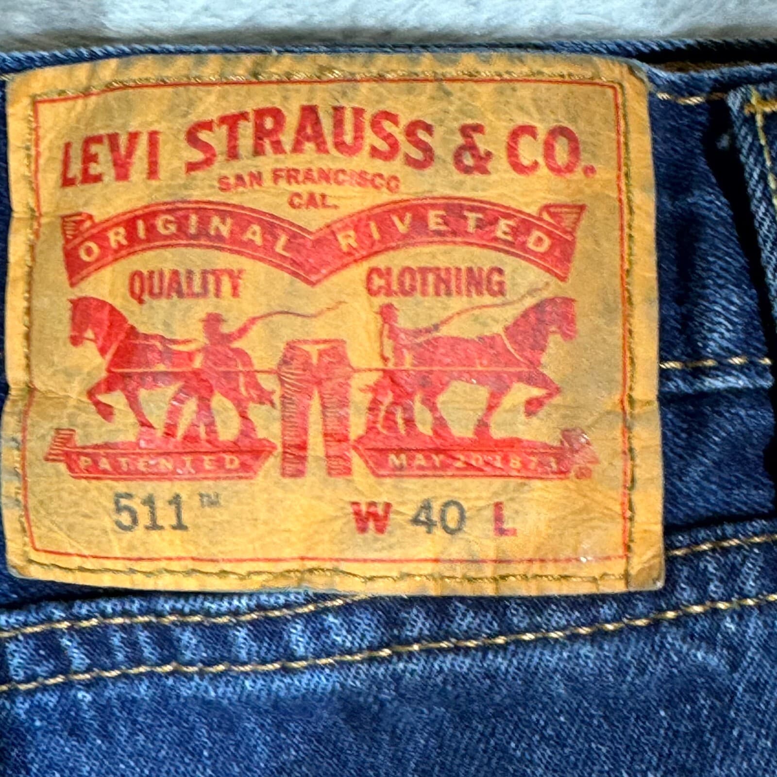 Levi's 511 Mens Cut-Off Shorts 40 Blue Denim Mid-Rise Zip Fly Flat Front - Thumbnail 2