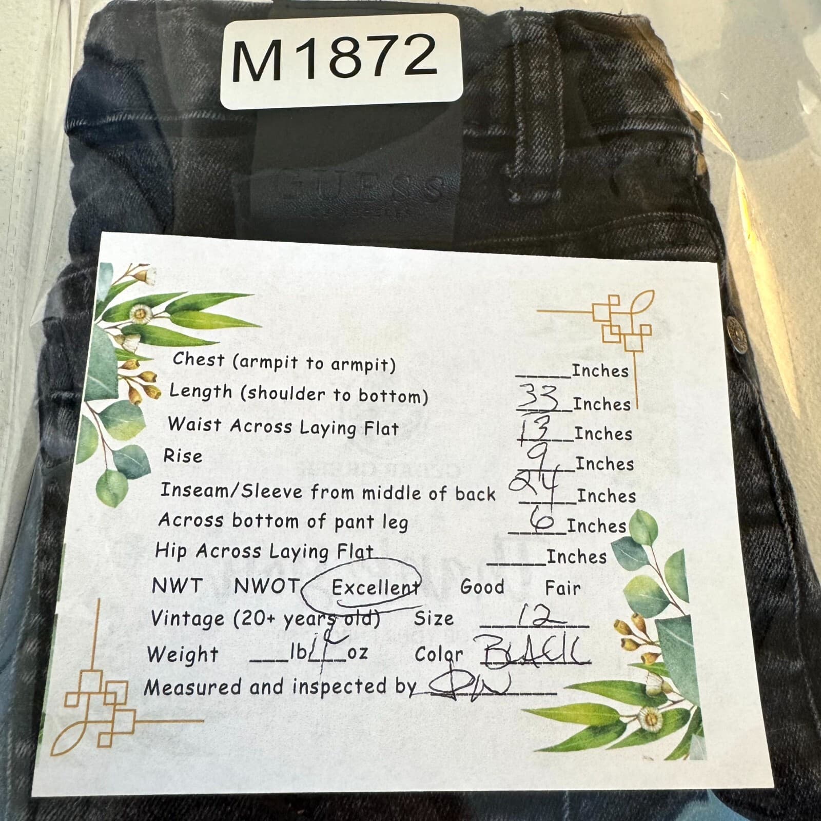 Guess Women's Jeans Size 12 Black Denim Mid Rise Straight Leg Dark Wash - Thumbnail 8