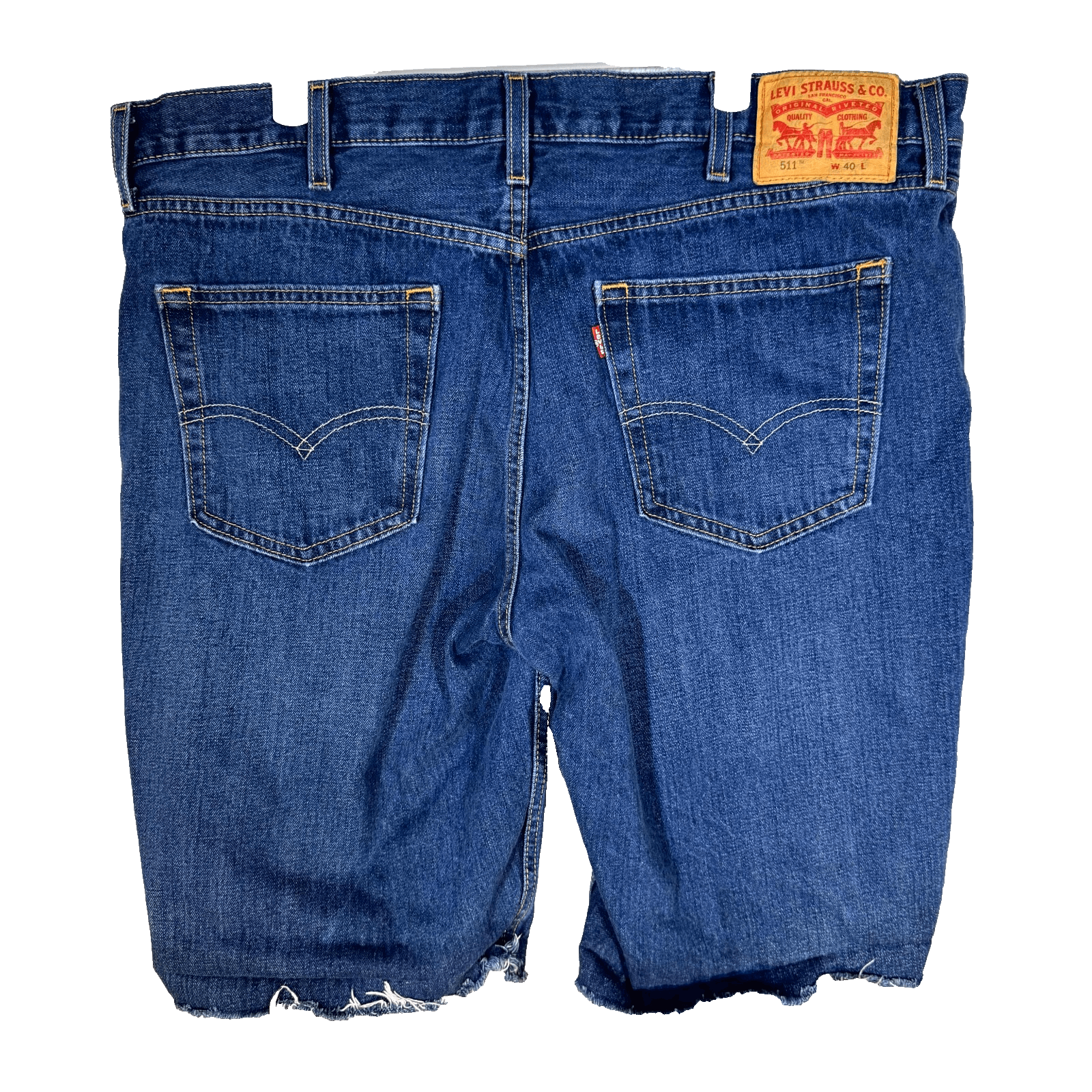 Levi's 511 Mens Cut-Off Shorts 40 Blue Denim Mid-Rise Zip Fly Flat Front - Image 1