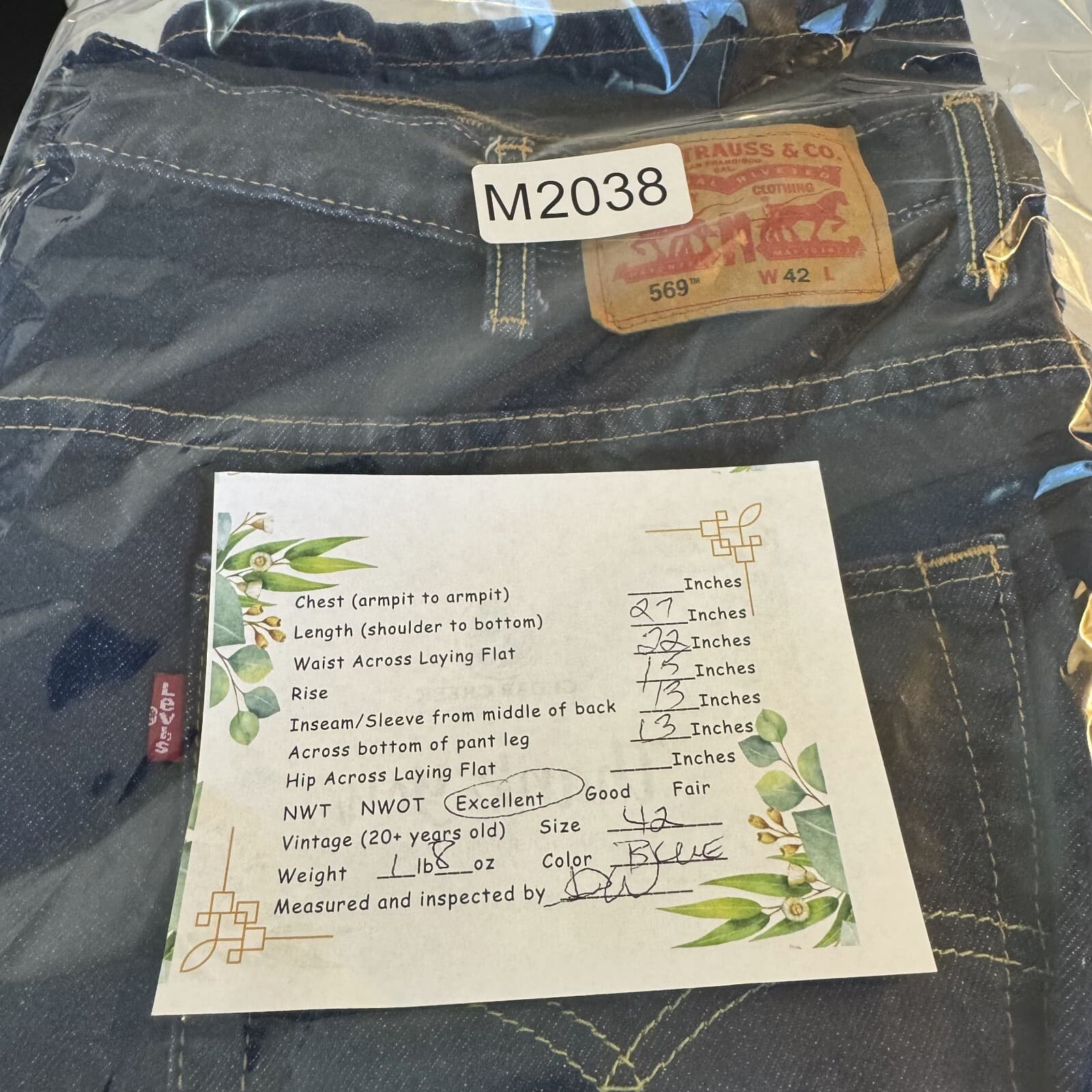 Levi's 569 Men's Shorts 42 Blue Denim Cotton High-Rise Loose Fit Straight - Thumbnail 8