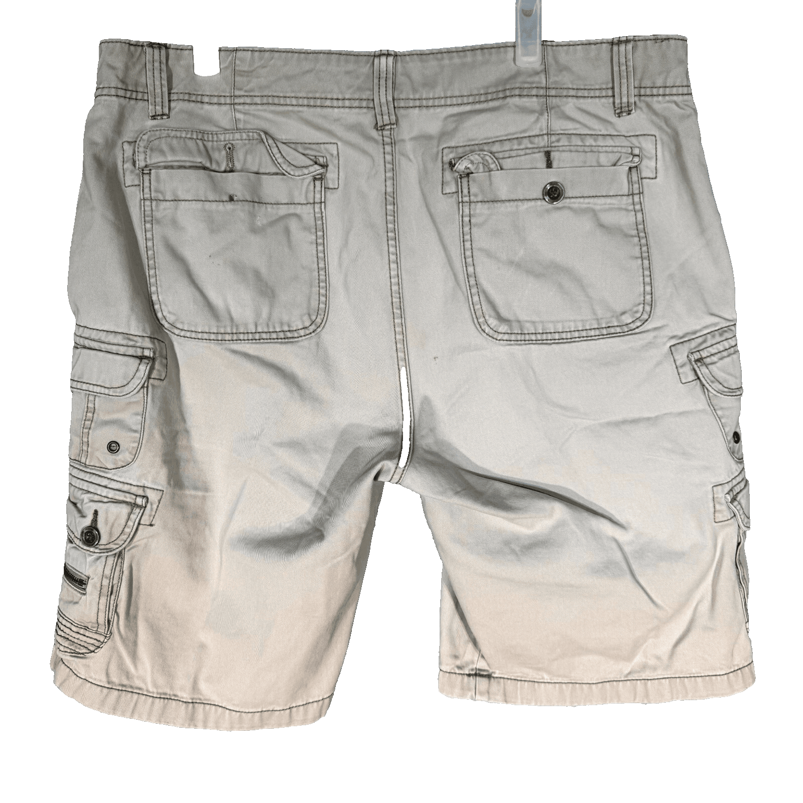 Iron Co. Men Cargo Shorts 38 Beige Cotton High-Rise Pocket Classic Outdoor - Thumbnail 2