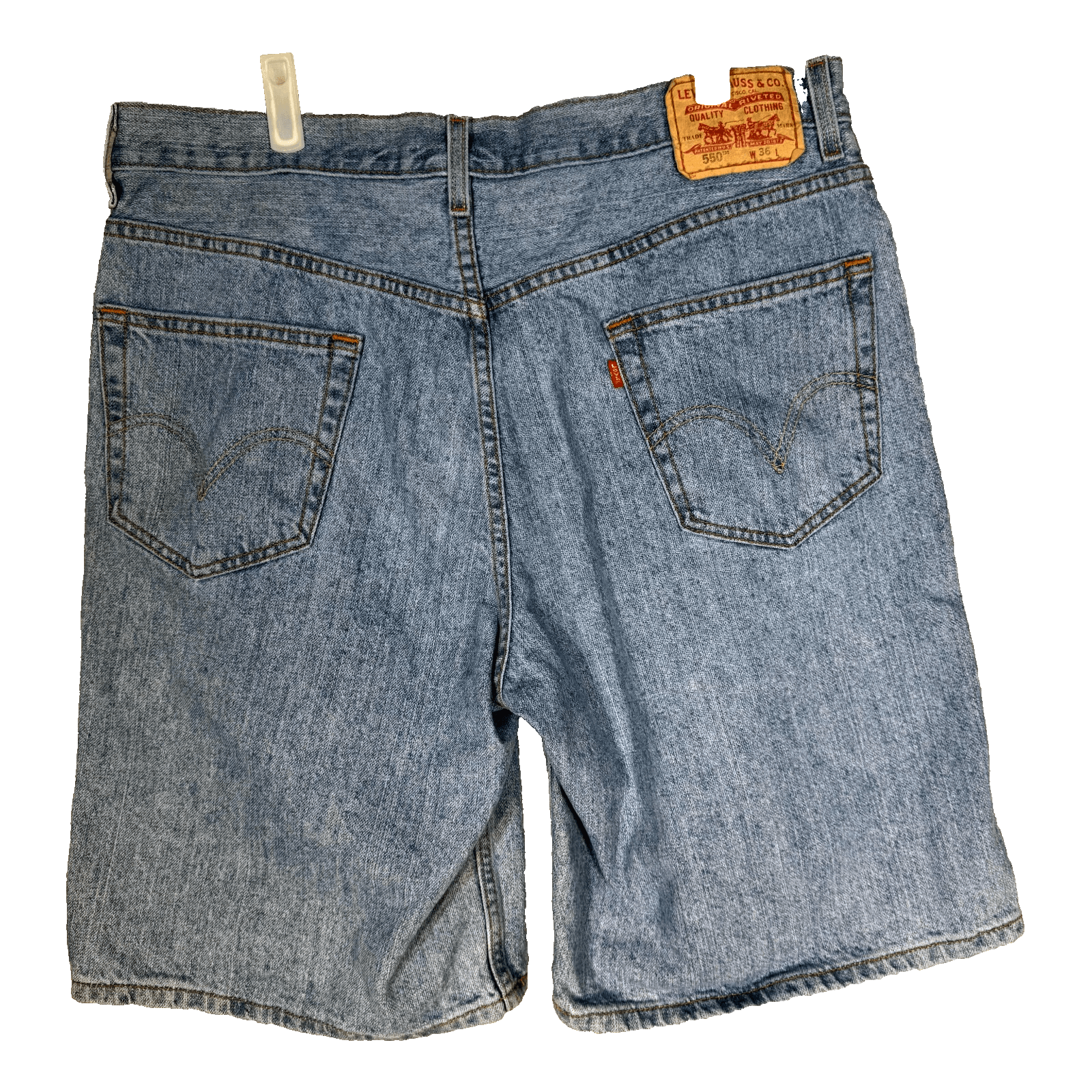 Levi's 550 Mens Shorts 36 Blue Denim Relaxed Fit High-Rise Flat Front M2045 - Thumbnail 2