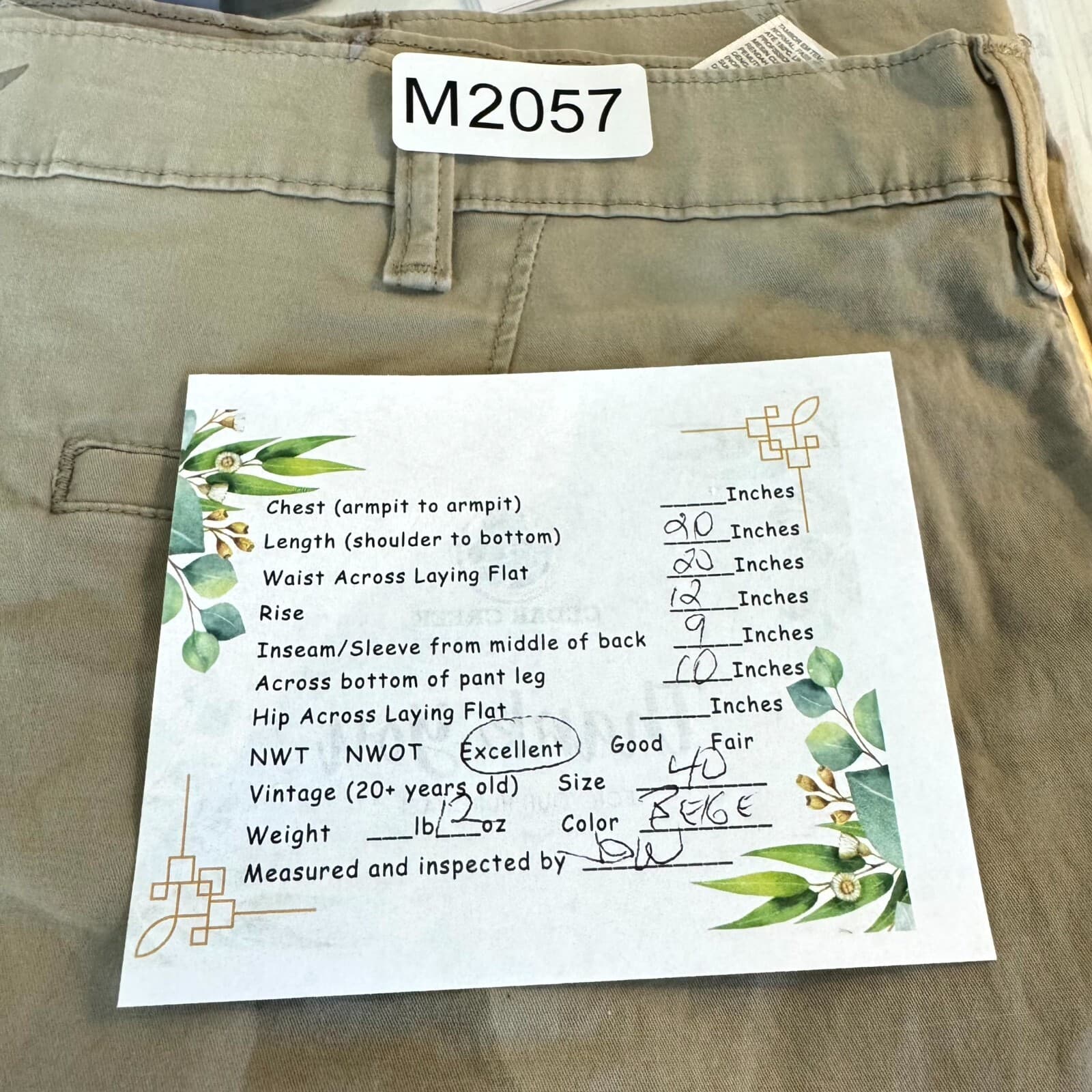 Levi's Mens XX Chino Shorts 40 Beige Stretch Taper Fit Mid-Rise Flat Front - Thumbnail 9