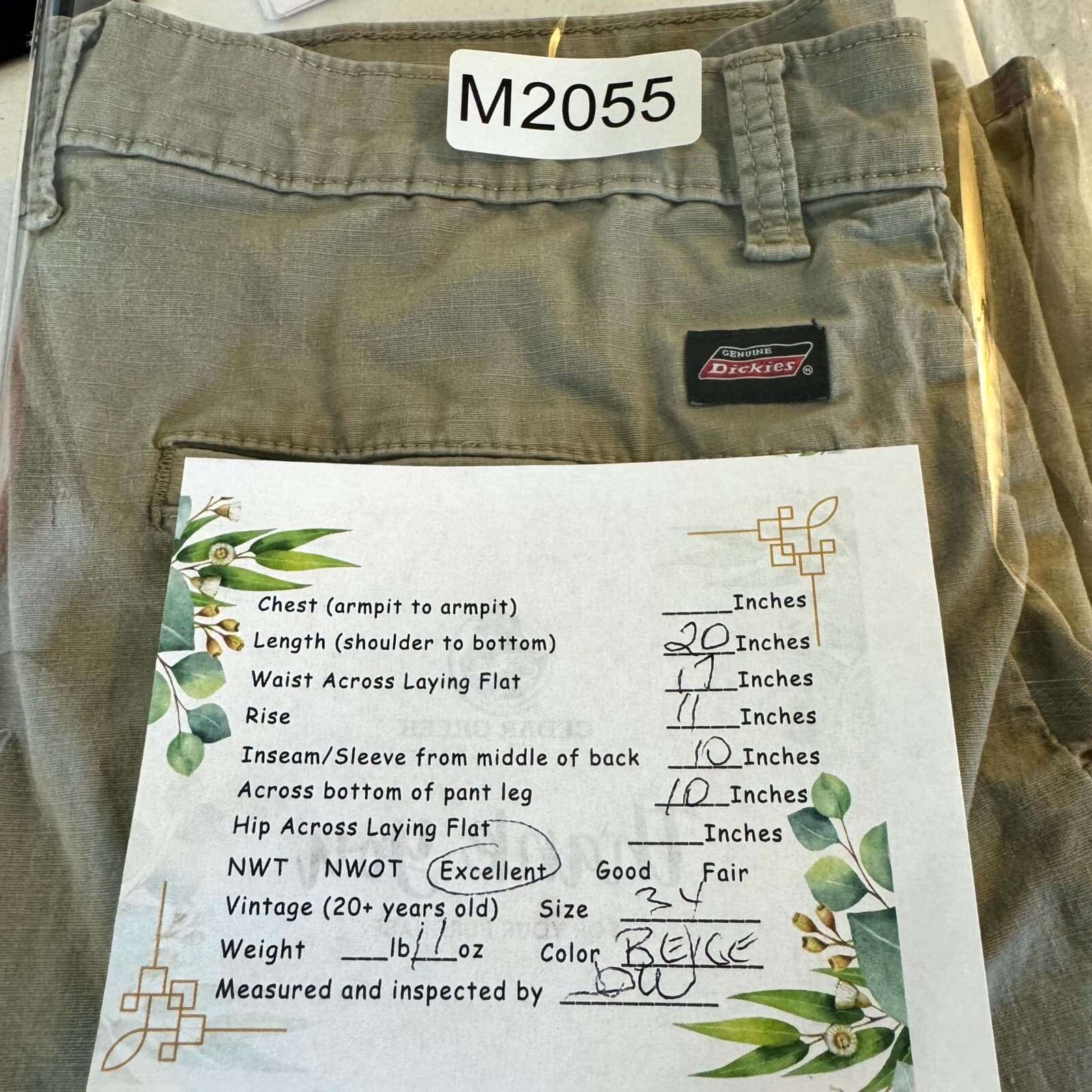 Genuine Dickies Mens Ripstop Shorts Mens 34 Beige Stretch Flex Multi-Use - Thumbnail 8