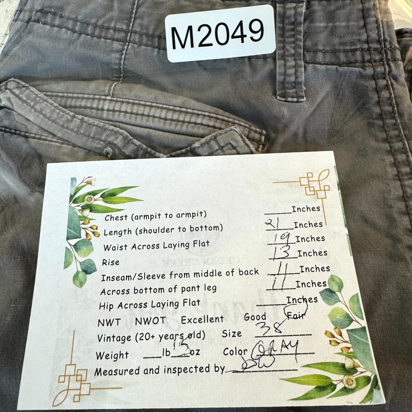 Iron Co. Mens Cargo Shorts 38 Gray Cotton High-Rise Pocket Classic Outdoor - Thumbnail 8