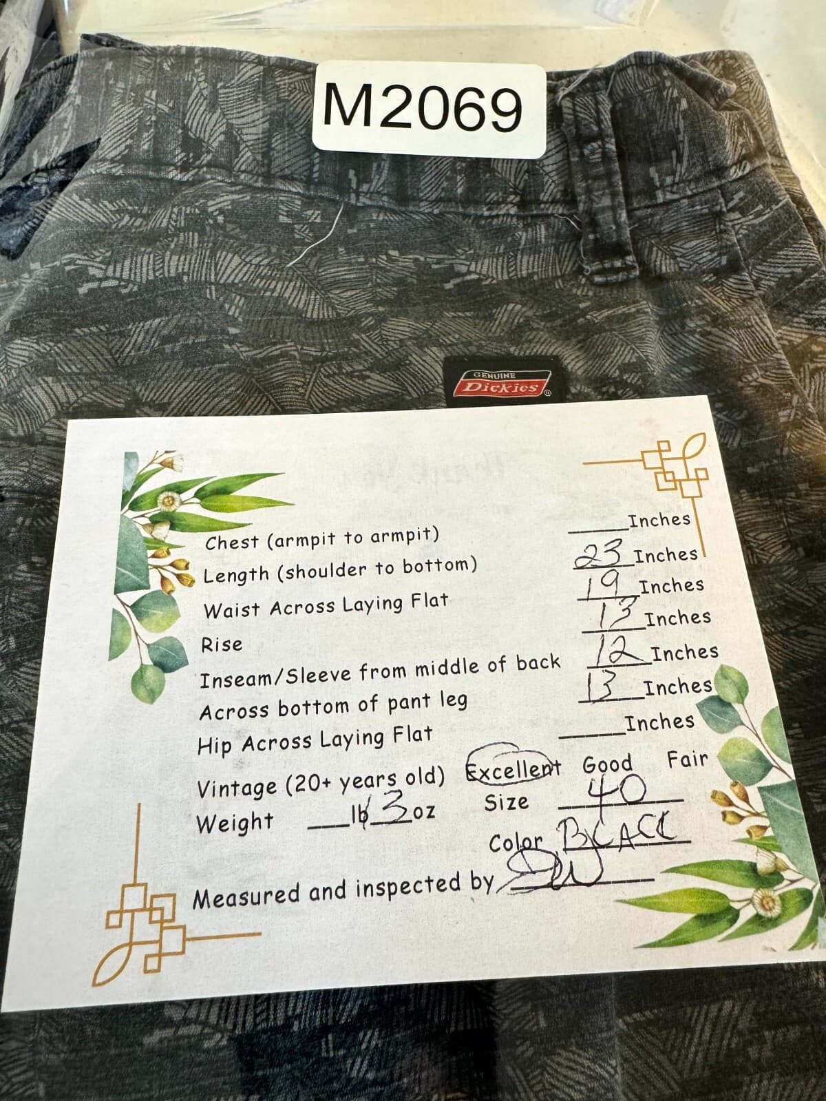 Genuine Dickies Mens Ripstop Shorts 40 Black Camouflage Cotton Flat Front - Thumbnail 6