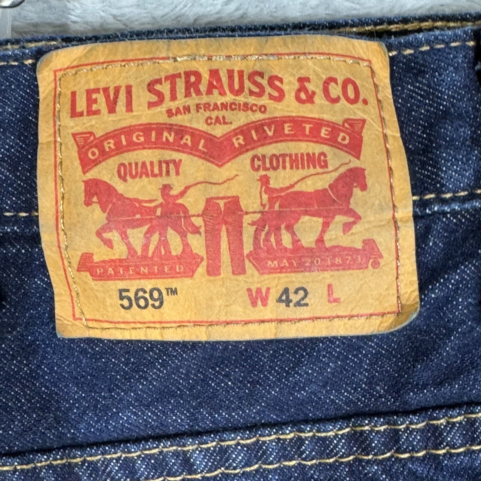 Levi's 569 Men's Shorts 42 Blue Denim Cotton High-Rise Loose Fit Straight - Thumbnail 3