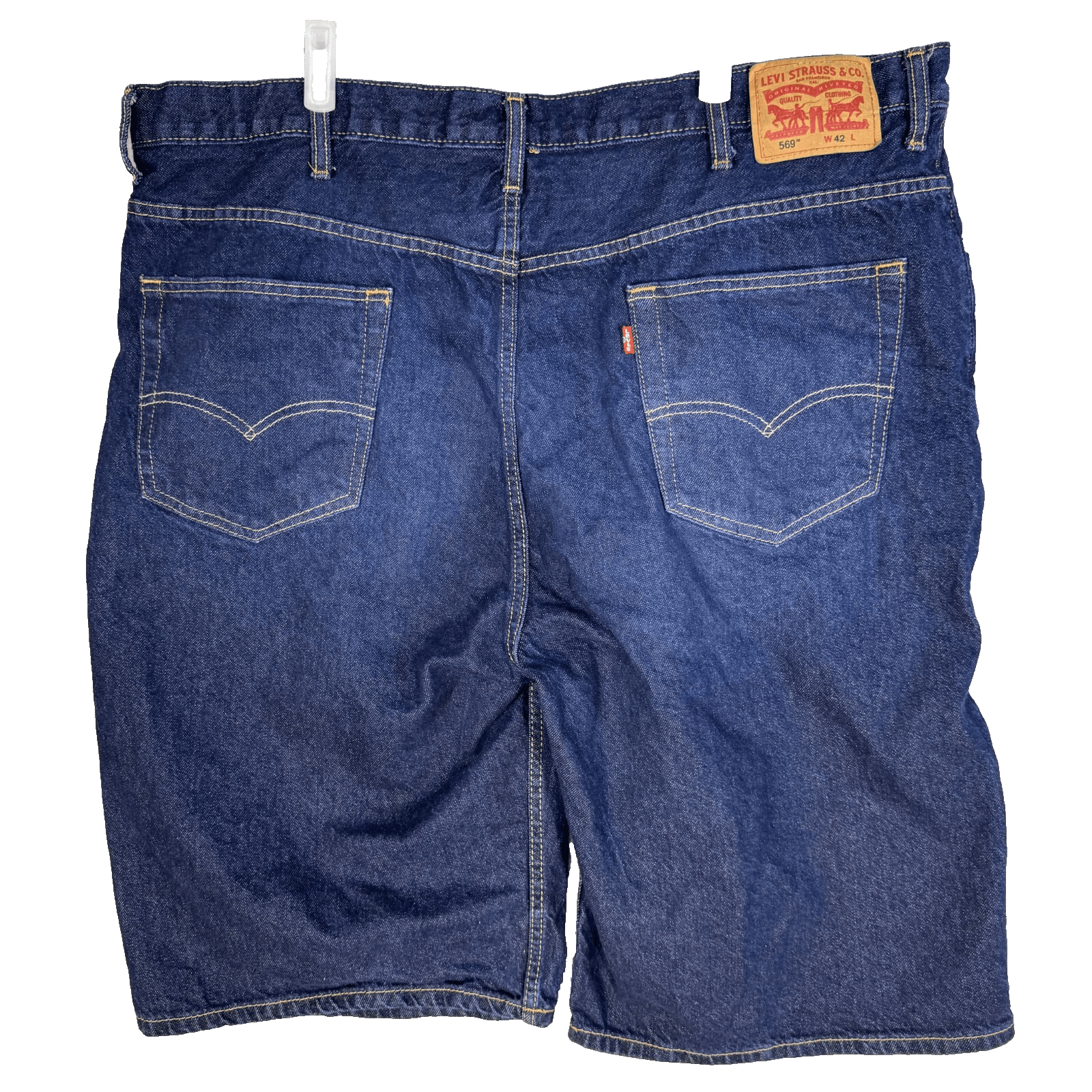 Levi's 569 Men's Shorts 42 Blue Denim Cotton High-Rise Loose Fit Straight - Thumbnail 2