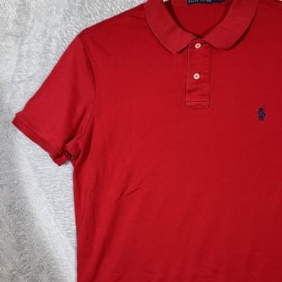 Polo Ralph Lauren Polo Shirt Mens XL Red Cotton Pony Logo Short Sleeve Golf - Thumbnail 3