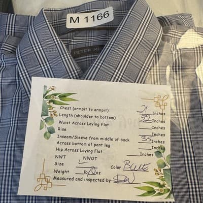 Peter Millar Shirt Mens Large Blue Plaid Cotton Dress Button Down Long Sleeve - Thumbnail 14