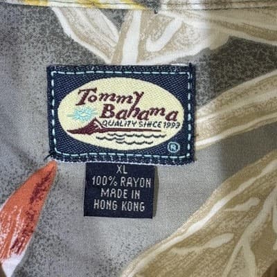 Tommy Bahama Shirt Mens XL Gray Tropical Floral Hawaiian Camp Button Up Rayon - Thumbnail 7