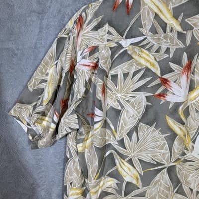 Tommy Bahama Shirt Mens XL Gray Tropical Floral Hawaiian Camp Button Up Rayon - Thumbnail 8