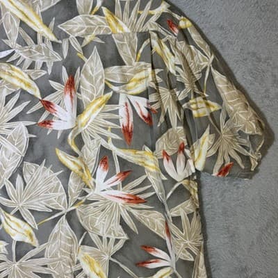 Tommy Bahama Shirt Mens XL Gray Tropical Floral Hawaiian Camp Button Up Rayon - Thumbnail 10